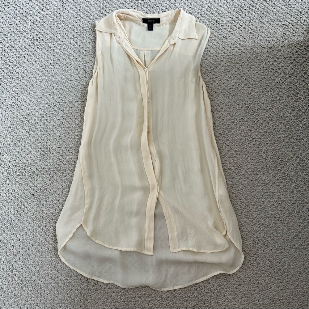 J. Crew Cream Sleeveless Silk Blouse